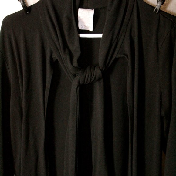 Black Tie-Neck Cardigan - Picture 1 of 5